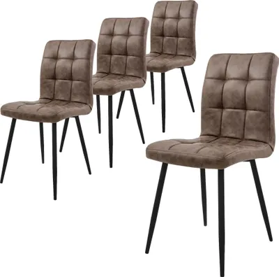 Produktbild von ML-Design sada 4 jedálenských stoličiek s operadlom, hnedá farba, z imitácie kože