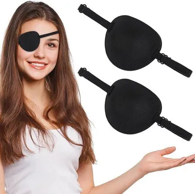 Image de Masques de protection tridimensionnels pour adultes - masques de protection ajustables - pour l'œil droit ou gauche - pour dormir - masques de protection souples pour les yeux fatigués - pour les déguisements de pirates - protection oculaire confortable pour un usage quotidien - noir