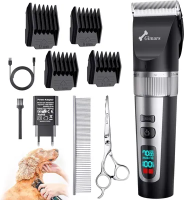 Immagine prodotto di Gimars 3 in 1: tosatrice per cani potenziata a 4 velocità, 7000 giri/min, per pelo folto; tosatrice silenziosa per animali domestici, tosatrice per cani, tosatrice ricaricabile per cani, tosatrice senza fili per gatti