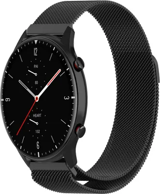 Produktbild von Strap-it Milanese Armband - Kompatibel mit Amazfit GTR 2 Armband Ersatzarmband Edelstahl - Armband mit Magnetverschluss - Hochwertiges Material - für Smartwatch 22mm Armband Schwarz