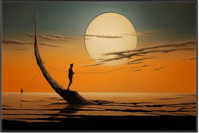 Produktbild von Wallario Wandbild Einsam im Sonneruntergang, Größe: 61 x 91,50 cm, Poster mit schwarzem Aluminiumrahmen