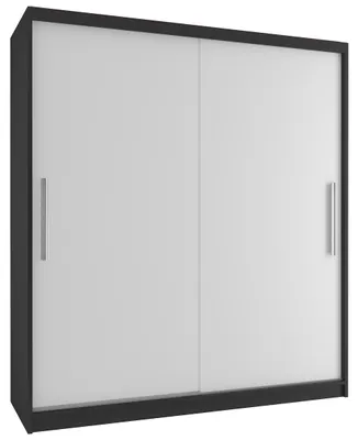 Image de BELINI Verona SI, armoire coulissante de 133 cm, noire et blanche, finition mate - Armoire de chambre avec 4 tiroirs