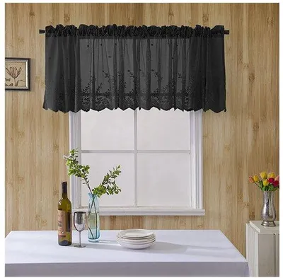 Image de Ibenzoa® Rideau en dentelle vintage, court, avec broderie, semi-transparent, en polyester, 74 x 90 cm – idéal pour la cuisine et la chambre