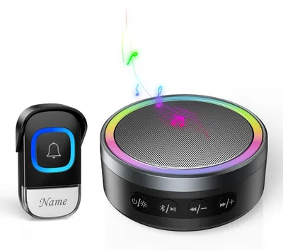 Image de TECKNET, sonnette sans fil IP66 et haut-parleur Bluetooth 2 en 1, Bluetooth 5.2