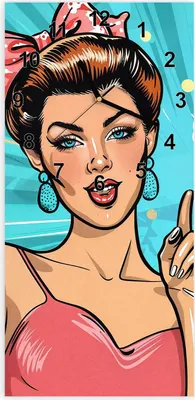 Produktbild von Wanduhr aus Glas mit Motiv Retro Frauen Illustration- 30 x 60 cm - inkl. Aufhängesystem