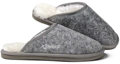 Produktbild von Fellhof Trendy Filz+ Uni Lammfell-Pantoffel mit EVA-Sohle Grau Melange, 3209-3