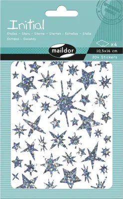 Produktbild von Maildor 10x 4 Stickerbogen 10,5x16cm, Holografisch, Sterne Mehrfarbig AE236C