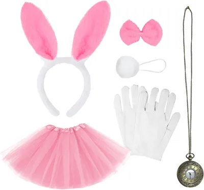 Immagine prodotto di Set costume da coniglietta con accessori per bambini, bianco, 6 pezzi