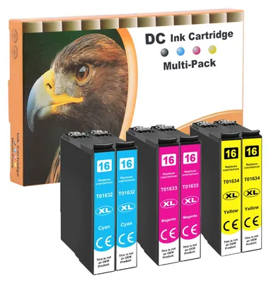 Immagine prodotto di Cartucce compatibili D&C per stampanti Epson 16 XL, adatte ai modelli Epson Workforce WF-2630, WF-2650 DWF, WF-2660 DWF, WF-2700, WF-2750 DWF, WF-2760 DWF, WF-2010 W, WF-2500, WF-2510, WF-2520NF, WF-2540WF, WF-2760 (confezione da 6)