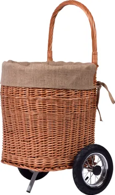 Produktbild von dobar Praktischer Kaminholzwagen aus geschälter Weide mit stabilen Metallrädern & Reifen, 45 x 43 x 93 cm