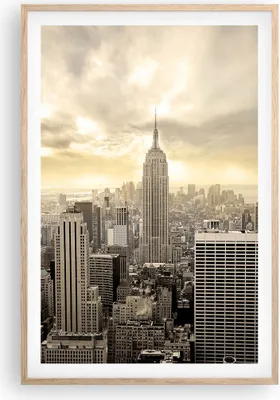 Produktbild von Gerahmtes Poster - Rahmen in heller Eiche - Stadt Wolkenkratzer Manhattan New York - 61x91,5 cm - Wand Bild - Wanddeko - Wandbilder - Wandposter - Bilderrahmen - Bilder - Kunstdruck - P2NPA61x91-2630