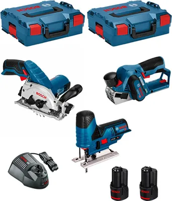 Produktbild von BOSCH Kit 12V BMK3-28AD2 (GKS 12V-26 + GST 12V-70 + GHO 12V-20 + 2 x 2,0 Ah + GAL1230CV + 2 x L-Boxx 136 )