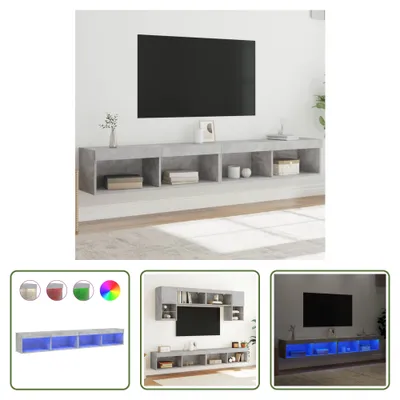 Produktbild von The Living Store TV-Schränke mit LED-Leuchten 2 Stk. Betongrau 100x30x30 cm