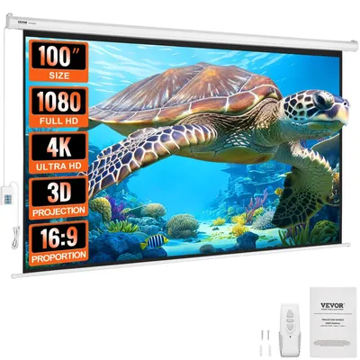 Image de Écran de projection électrique, de 100 à 120 pouces, format 16:9, résolution 4K HD, à fixer au mur