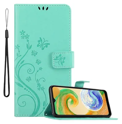 Zdjęcie produktu dla Pokrowiec Cadorabo do Samsung Galaxy A04s / A13 5G / M13 5G w kolorze FLORAL TURQUOISE pokrowiec ochronny w kwiatowy wzór z magnetycznym zamknięciem, funkcją podstawki i kieszeniami na karty etui z klapką w kwiaty etui na telefon komórkowy etui z klapką na książkę