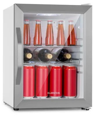 Obrázek produktu pro KlarsteinBeersafe M Crystal White, lednice, 33 l, 2 police, panoramatické skleněné dveře, nerezová ocel
