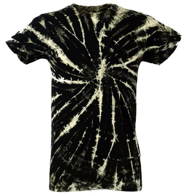 Produktbild von Batik T-Shirt, Herren Kurzarm Tie Dye Shirt - Schwarz/beige, Baumwolle, Größe: XXL