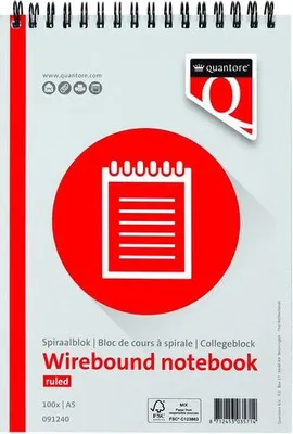 Immagine prodotto di Quantore - Spiralblock A5 Linienspirale 100 Blatt 70gr