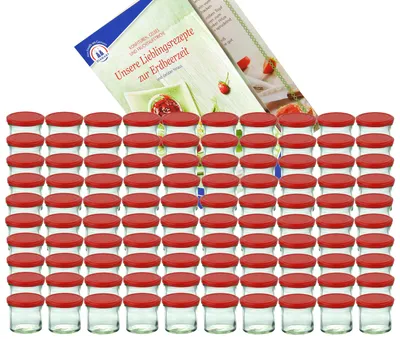 Obrázek produktu pro Sada 100 sklenic s víkem, objem 125 ml, typ TO66, červené víčko