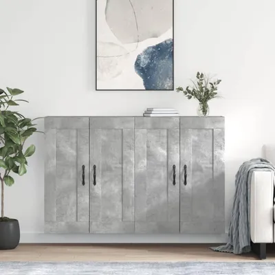 Produktbild von vidaXL Wandschränke 2 Stk. Betongrau Holzwerkstoff
