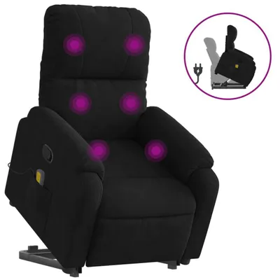 Produktbild von Massagesessel mit Aufstehhilfe Schwarz Mikrofasergewebe