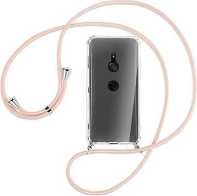 Produktbild von Handykette Backcover-Schutzhülle mit Band (Metall silberfarben) für Sony Xperia XZ3 - rose peach