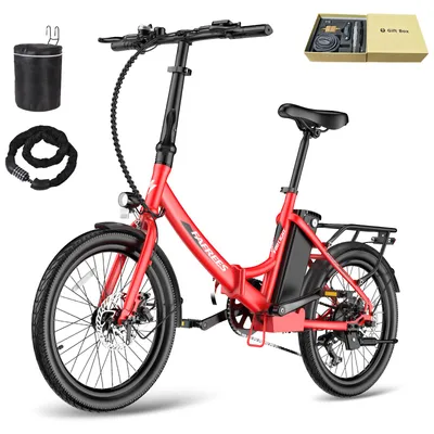 Obrázek produktu pro 20palcové elektrokolo, 250 W, 36 V, 20 Ah, dojezd 110–130 km, stupeň krytí IPX5, 7 rychlostí – splňuje normu StVZO s legální asistenční funkcí (6 km/h) – červené
