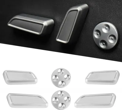 Produktbild von 6 Stück Auto-Sitzverstellknopf-Abdeckungsverkleidung aus Aluminiumlegierung, passend für Tesla Model 3/Y/X/S