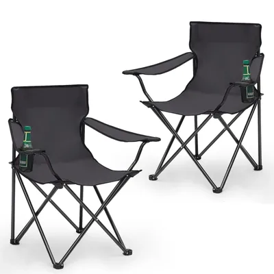 Produktbild von SUNULA 2er Set Campingstuhl Faltbar bis 100 kg, Faltstuhl Klappstuhl mit Getränkehalter und Tasche, Anthrazit