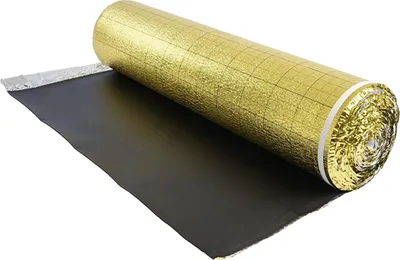 Image de SucceBuy Isolation phonique, 18,6 m²/rouleau, sous-couche 3 en 1 de 3 mm d'épaisseur avec bande adhésive et pare-vapeur, mousse IXPE avec revêtement PE doré, réduction du bruit et isolation phonique, convient aux sols stratifiés et en bois