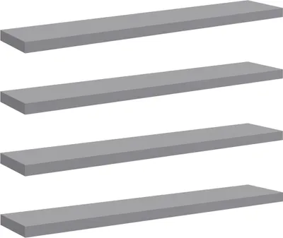 Image de vidaXL Étagères murales flottantes 4 pcs. Gris 120x23,5x3,8 cm MDF