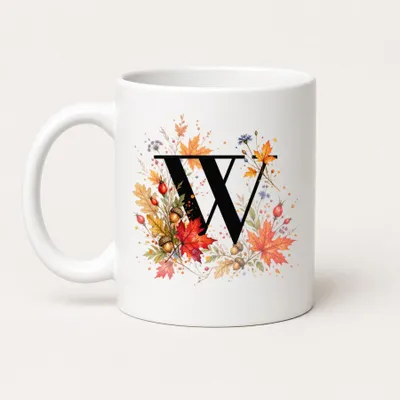 Produktbild von Herbst Tasse A-Z Buchstaben 325 ml Keramik Geschenkidee personalisiert - W