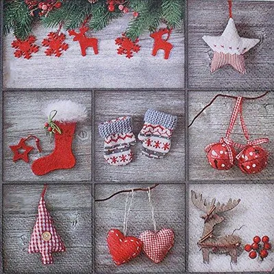 Produktbild von Servietten Weihnachten 33x33 cm 20 Stück Advent Patchwork Festtagsdeko