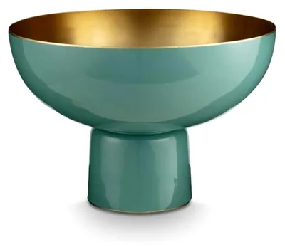 Produktbild von Hohe Schale aus Metall in Hellblau, 20 cm