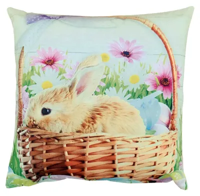 Produktbild von Kissen-Bezug Ostern Osterhase Osternest bunt 40x40 cm