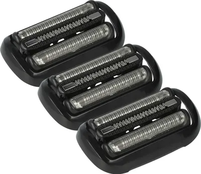 Produktbild von vhbw 3x Ersatz-Scherköpfe kompatibel mit Braun 5044, 5035, 5049, 5012, 5011, 5020, 5018, 5050, 50, 5015, 5010 Elektrorasierer, Schwarz Silber
