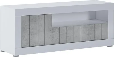 Image de Lucino - Meuble TV, 137x42x56h cm Blanc, 3 Portes