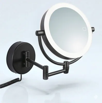 Produktbild von Libaro LED Kosmetikspiegel Modena Vergrößerungsspiegel (5x / 10x) 360° Schminkspiegel mit Wandmontage Dimmer schwarz