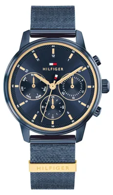 Produktbild von Tommy Hilfiger Multi Zifferblatt Quarz Uhr für Damen mit Blaues Edelstahlarmband