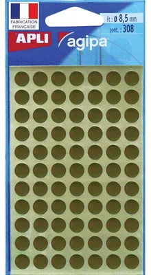 Produktbild von Agipa - runde Etiketten im Etui Durchmesser 8 mm, Gold, 308 Stück, 77 pro Blatt