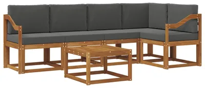 Imagen del producto de vidaXL Juego de sofás de exterior, 6 piezas, color natural y antracita