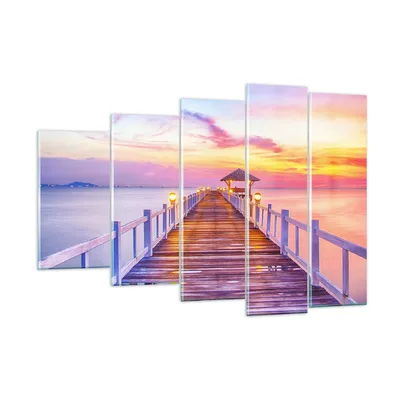 Produktbild von Bilder auf glas - Sonnenuntergang Wasser Brücke Horizont - 150x100cm - Glasbilder - Wandbilder - Kunstdruck - Wanddekoration aus Glas - Glas Bilder - Wandbild auf Glas - GEG150x100-2515