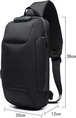 Obrázek produktu pro Cestovní batoh Crossbody Sling Backpack s USB nabíjecím portem Denní batoh pro pěší turistiku Vodotěsná taška přes rameno