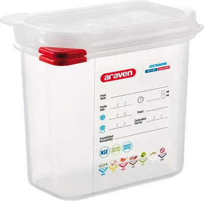 Produktbild von ARAVEN GN-Behälter mit Deckel 1/9, PP, Tiefe: 150 mm, Inhalt: 1,5 L, hermetisch