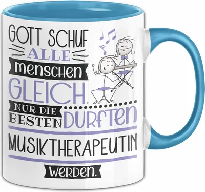 Produktbild von Musiktherapeutin Geschenk Becher Tasse Gott Schuf Alle Menschen Gleich Nur Die Besten Durfeten Musiktherapeutin Werden Geschenkidee Lustig (Blau)