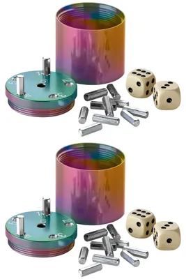 Produktbild von BestSaller 3009 SUPER SIX Würfelspiel Aluminum, 36 Spielstäbchen & 2 Würfel, Rainbow Splash, mehrfarbig (2 Stück)