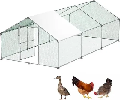 Produktbild von Freilaufgehege Hühnerstall 3x6x2m Außenzaun, beschichtetes PE-Schattendach, verzinkter Stahlrahmen, verwendet für Hühner, Geflügelställe, Vogelkäfige, Kleintiere