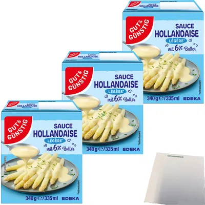 Produktbild von Gut & Günstig Sauce Hollandaise Legere mit 6% Butter 3er Pack (3x335ml Packung) + usy Block
