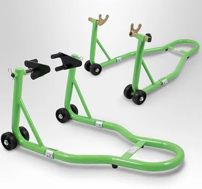 Produktbild von Motorradständer hinten & vorn Grün | Montageständer, Transportständer, Belastbar bis 250 kg pro Ständer