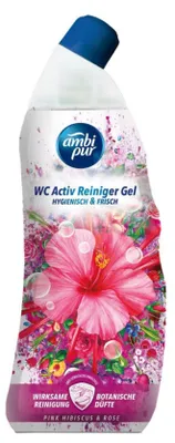 Zdjęcie produktu dla Ambi Pur WC Activ – żel czyszczący o zapachu różowego hibiskusa i róży, opakowanie 750 ml